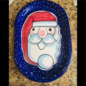 Deruta Italy. Hand painted Santa Claus platter 14 1/2 by 10 inch